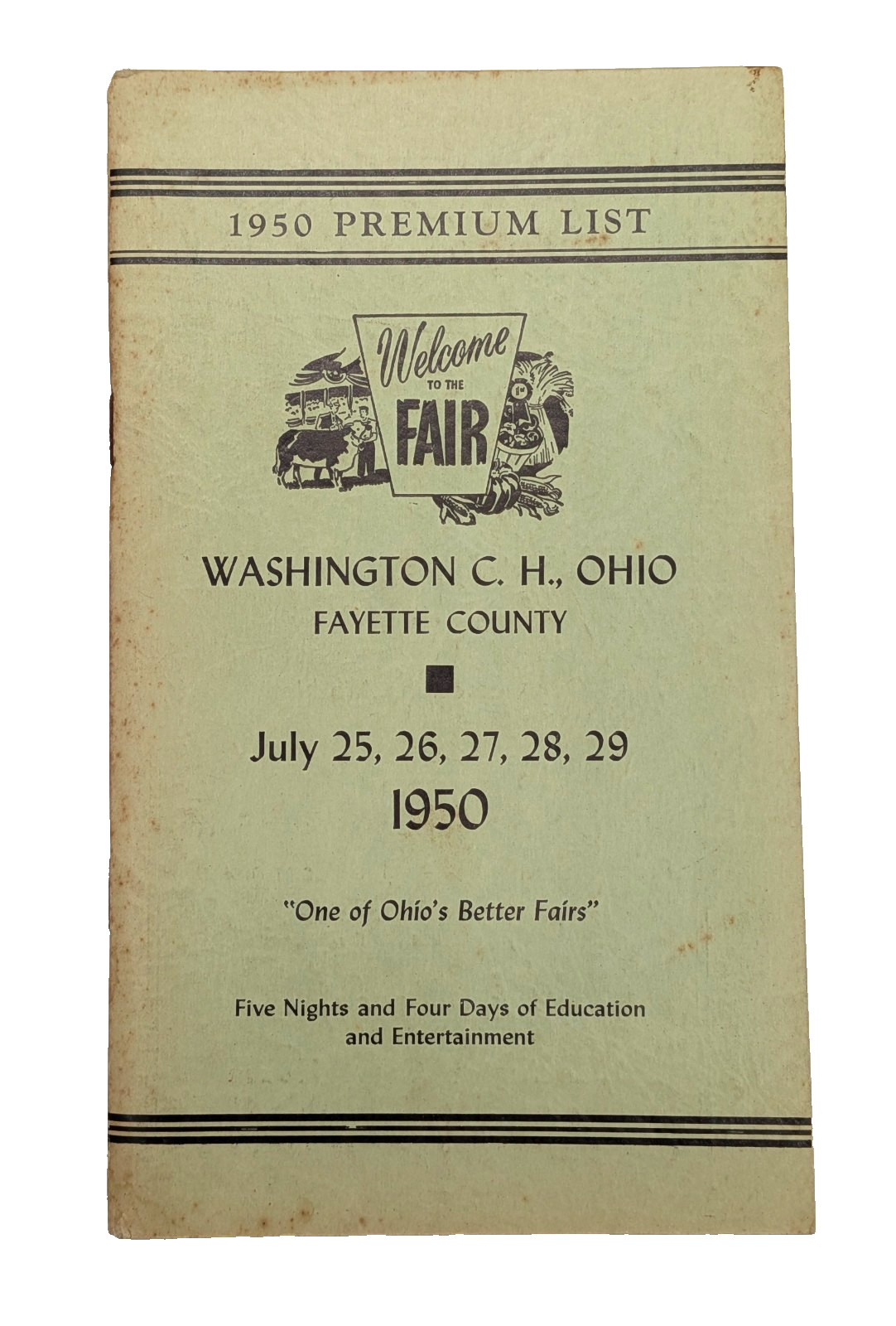 Vintage 1950 Washington Court House Fair Book