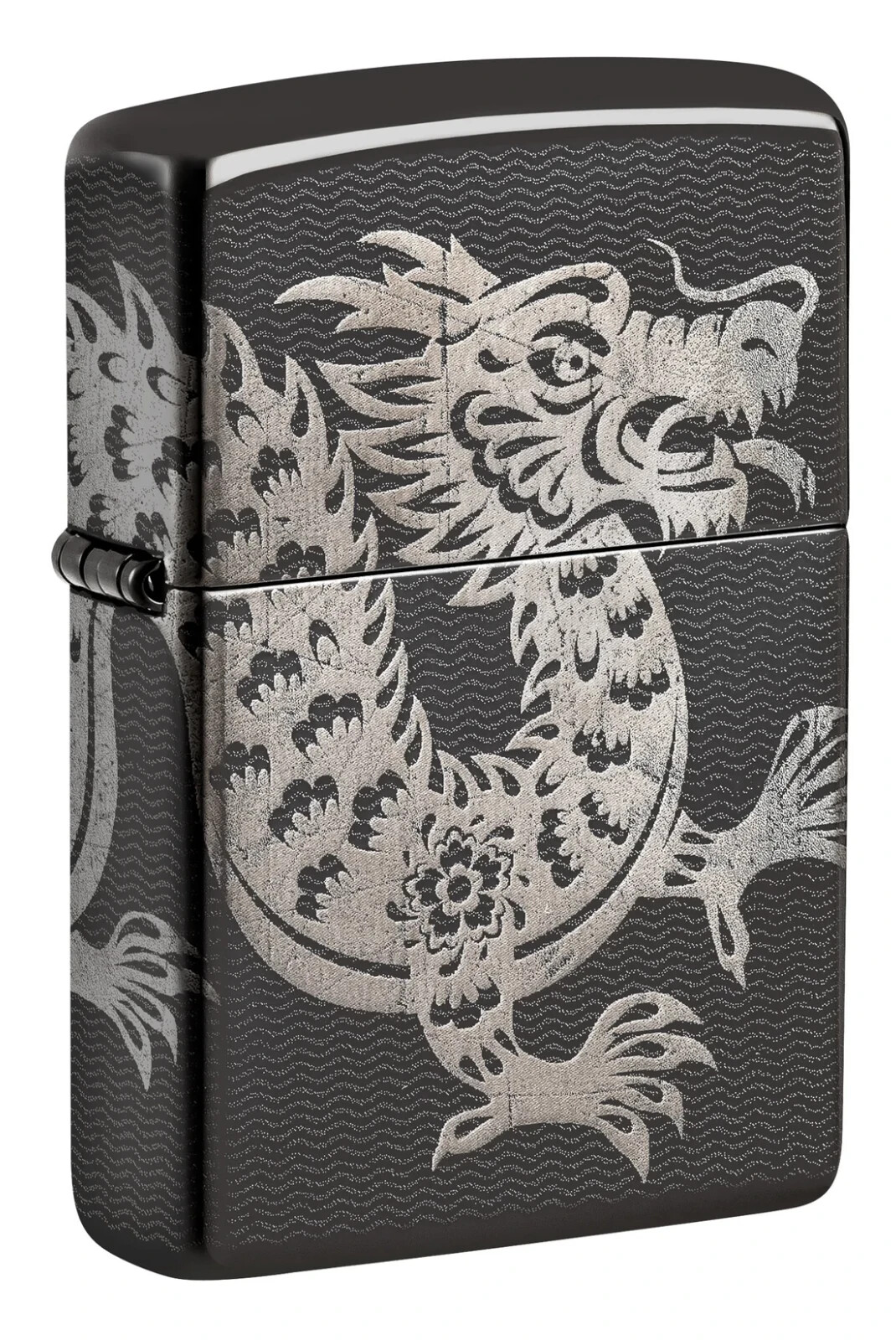Zippo Lucky Dragon Design High Polish Black Photo Image 360° 46260