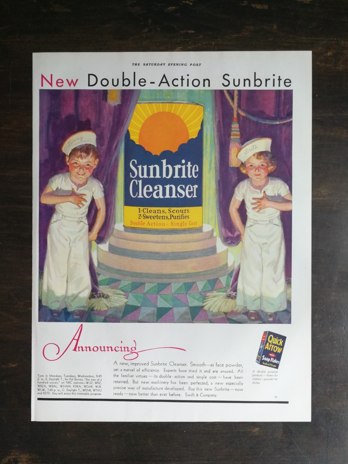 Vintage 1932 Sunbright Cleanser Full Page Original Ad 424