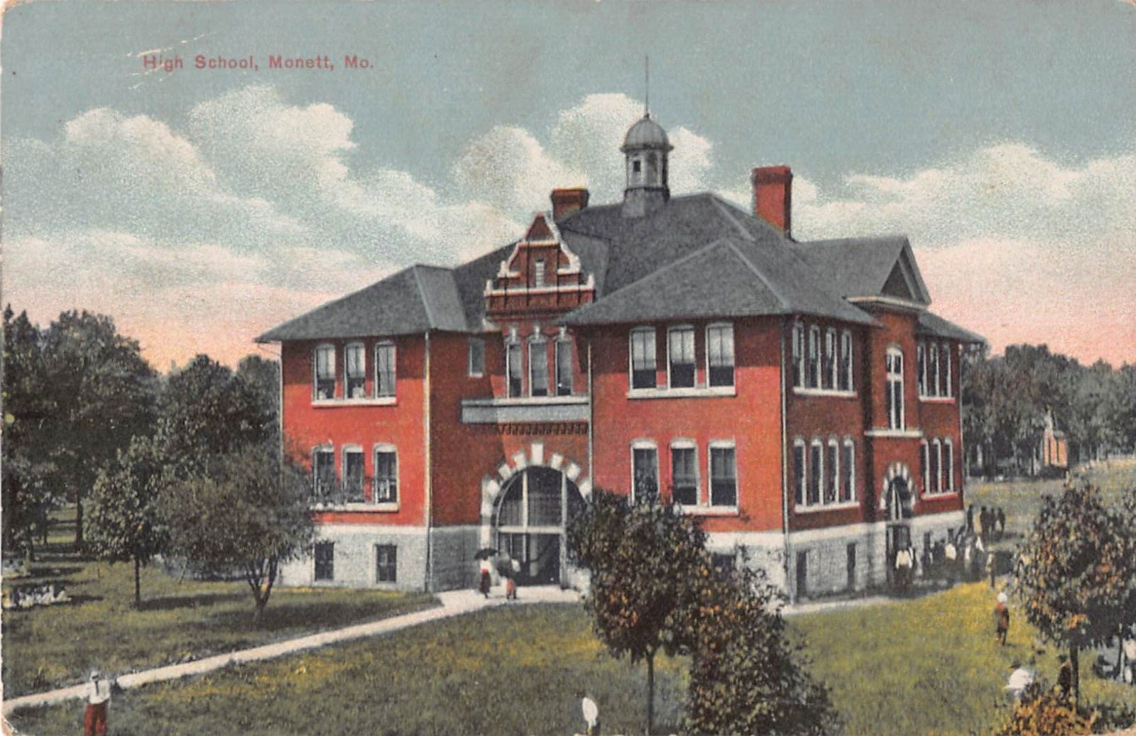 High School, Monett, Missouri - 1910 Postcard-D.B. Kingery Publisher, Monett, MO