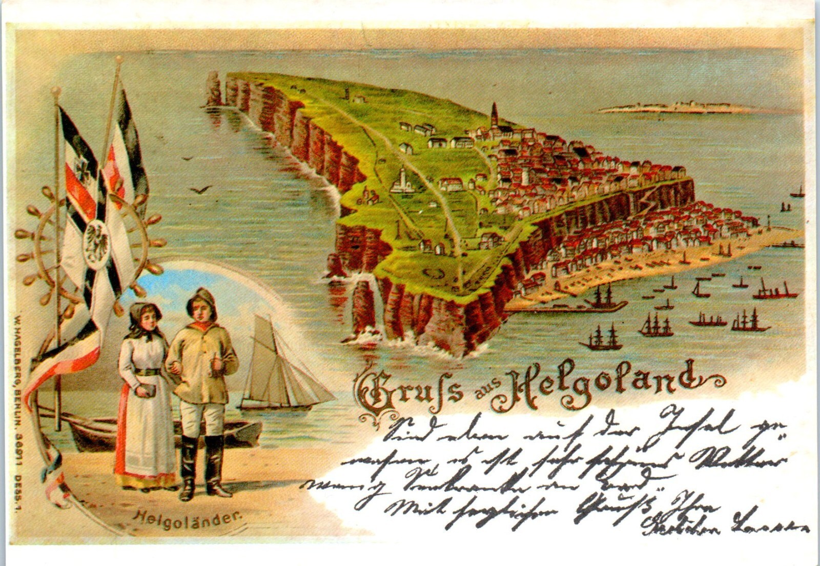 Helgoland from the Turn of the Century Year 1898 Artist Postcard