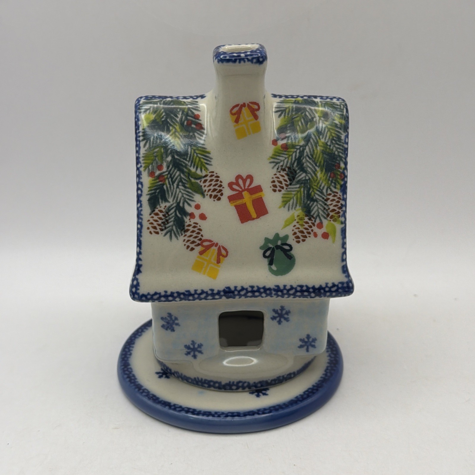 Kalich House Tea Light Candle Holder Polish Pottery Christmas UNIKAT Signed