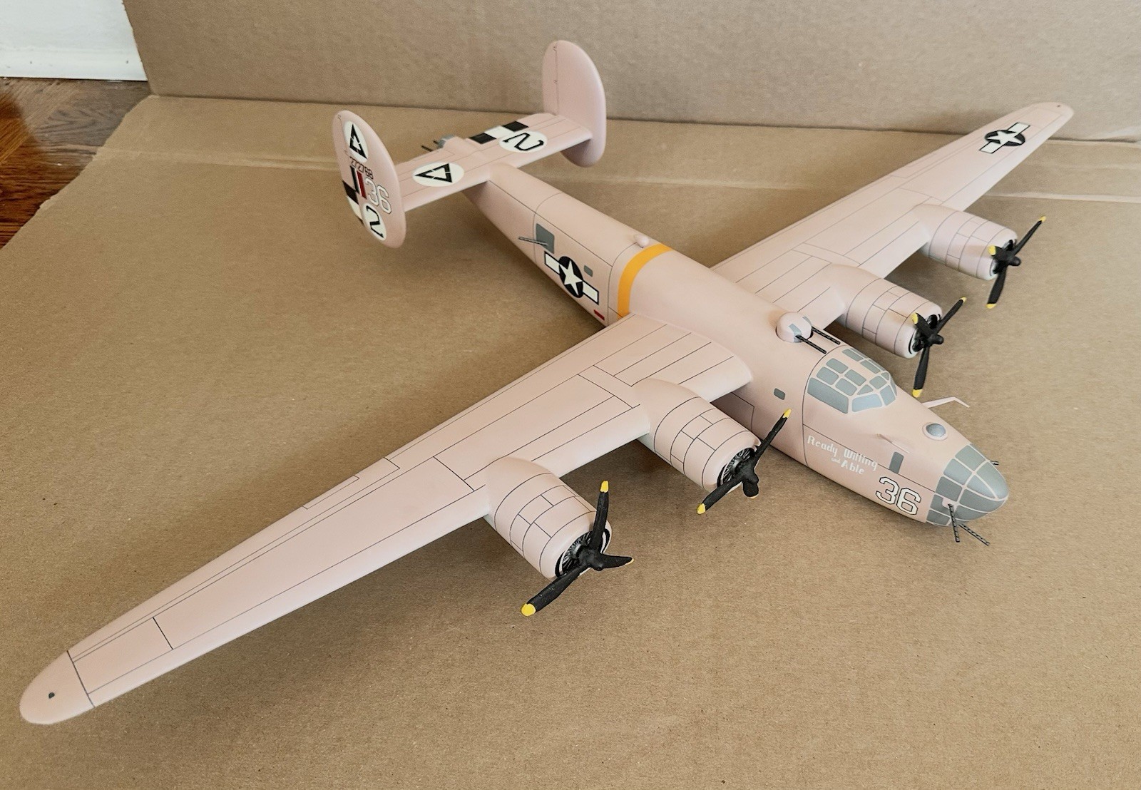 Custom B-24 Liberator Mahogany Model Desert Pink “Ready, Willing and Able” 26.5