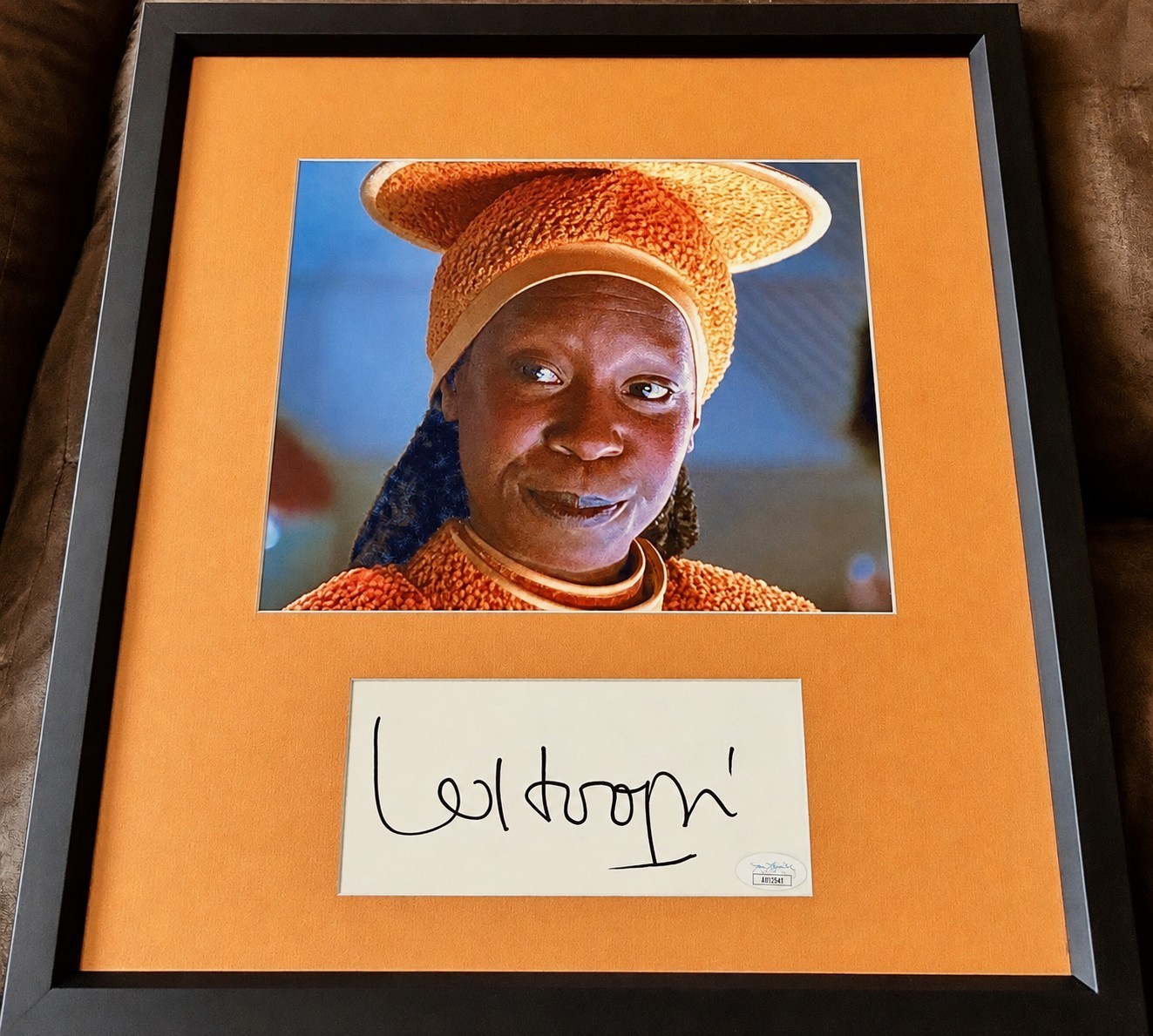 Whoopi Goldberg cut signed autograph framed with Star Trek Guinan 8x10 photo JSA Whoopi Goldberg cut signed autograph framed with Star Trek Guinan 8x10 photo JSA