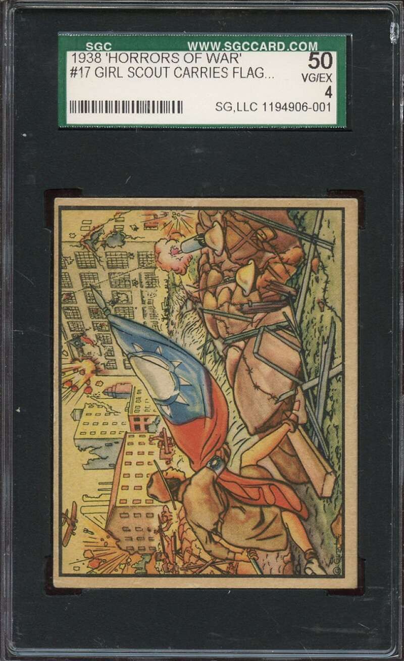 1938 HORRORS OF WAR #17 GIRL SCOUT CARRIES FLAG TO DOOMED MEN SGC 4 *DS13888