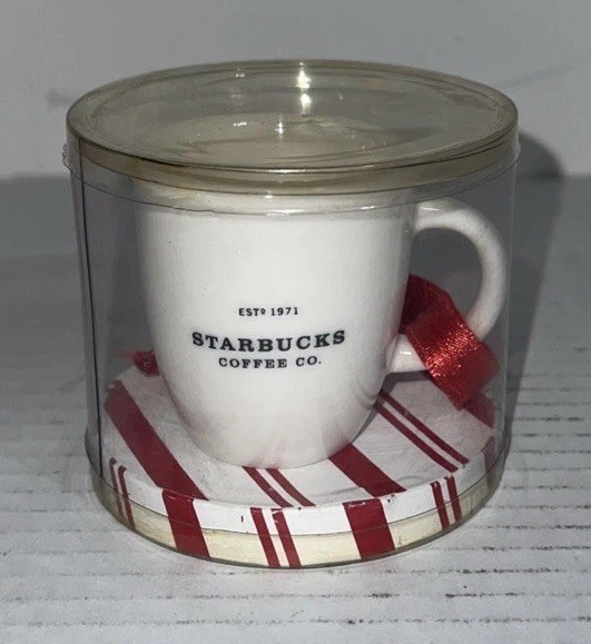 Miniature Starbucks Mini Abbey White Cappuccino Expresso Cup Ornament VNT 178618