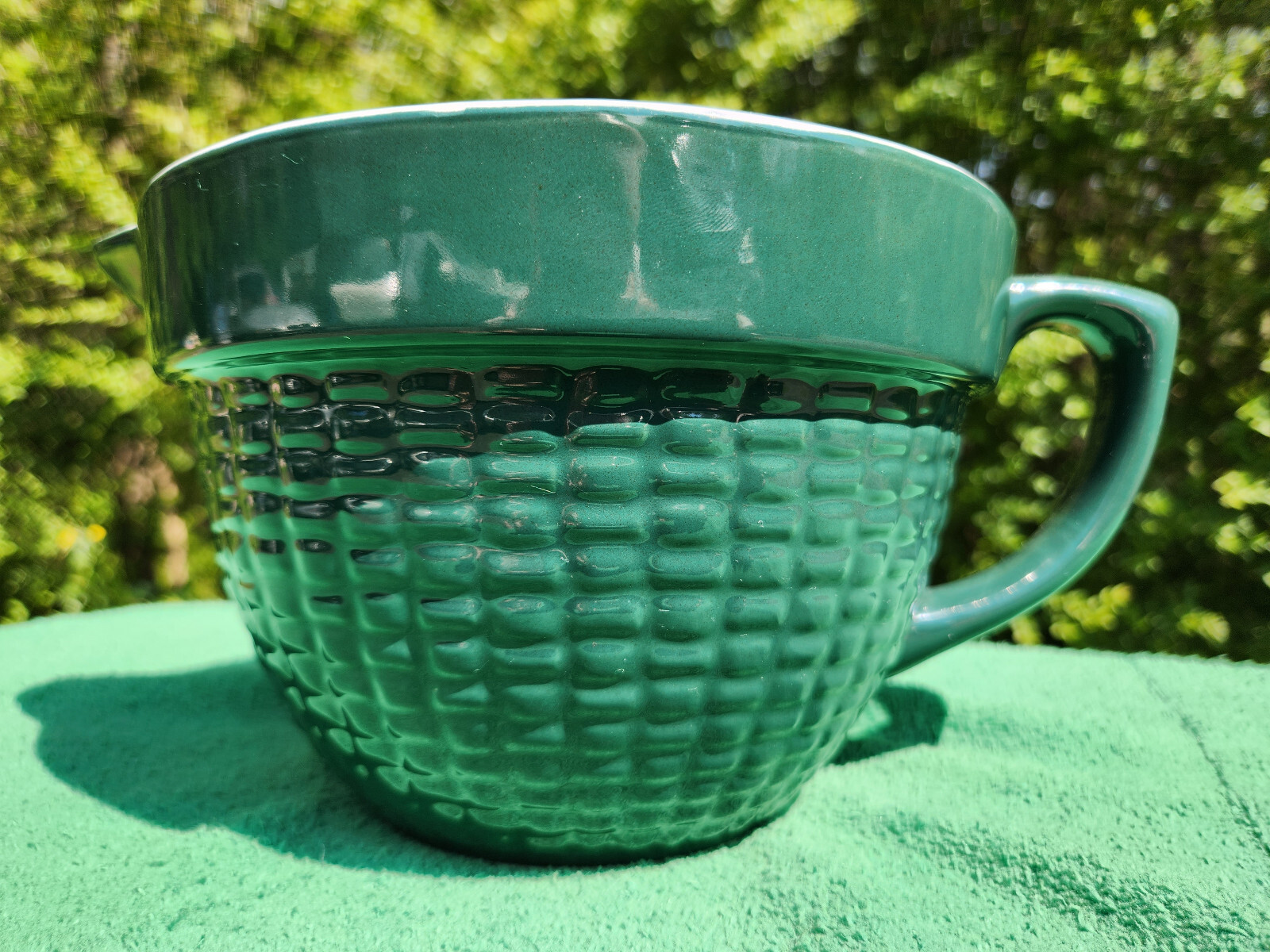 Kate Williams Forest Green Stoneware Basket Weave Batter Mixing Bowl