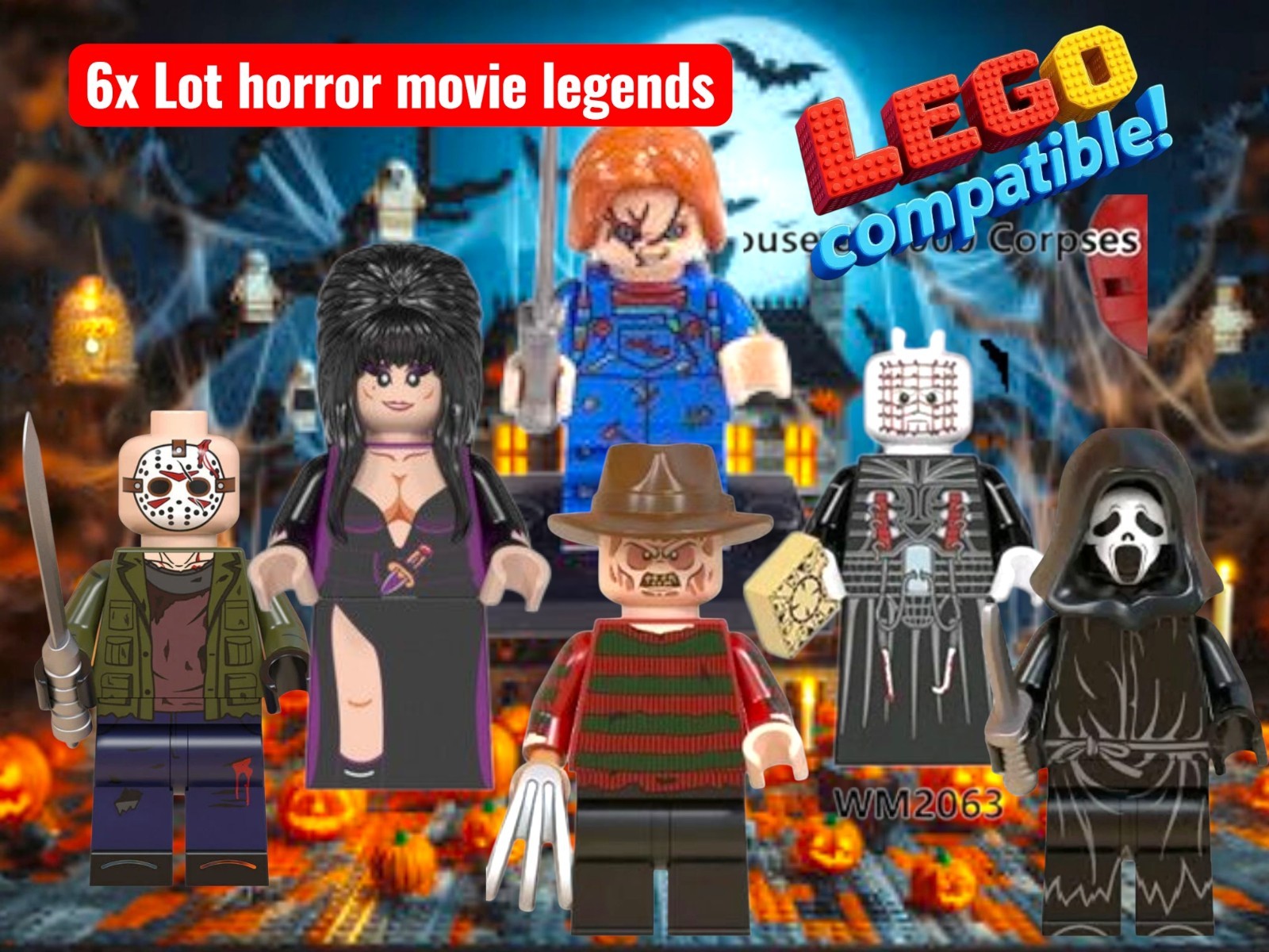 Horror Figure Lot Custom Ghost Face Mini Lego figures Jason Freddy Chucky Elvira