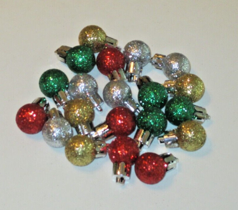 Christmas Micro Balls Ornaments Mixed, 24mm for Miniature Decorations, 20 Total