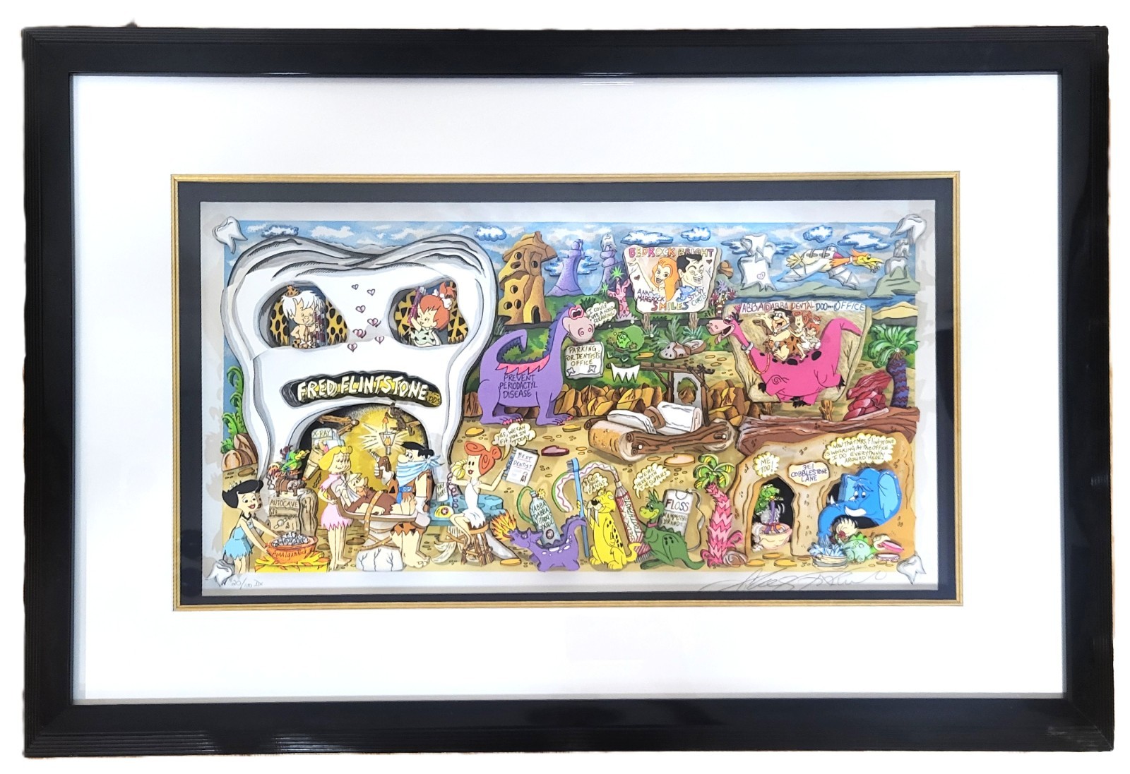 Original 3D POP ART Dental YABBA DABBA DOO Flintstones CHARLES FAZZINO 20/100DX Original 3D POP ART Dental YABBA DABBA DOO Flintstones CHARLES FAZZINO 20/100DX