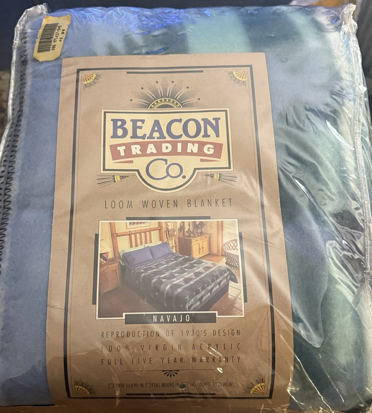 Vintage Beacon Navajo Camp Blanket King Size Southwestern NOS Made USA