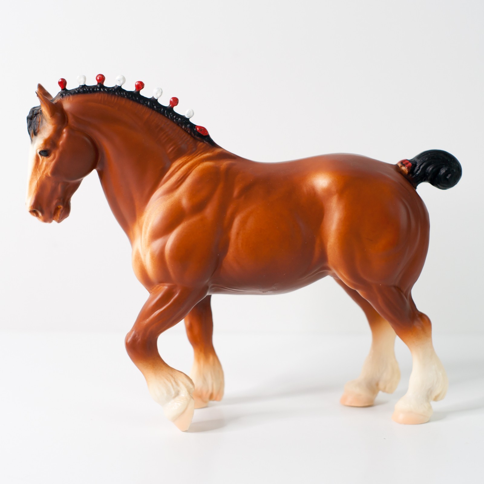Breyer 80 Clydesdale Stallion Horse Matte Bay Red White Bobs Bald Face 4 Socks