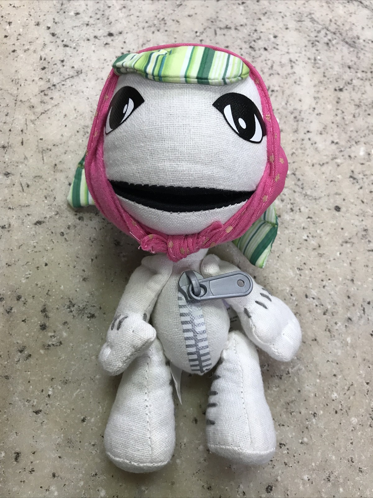 Vintage 2010 Senario Little Big Planet 2 White Knit Sackgirl Plush Doll 7” Tall