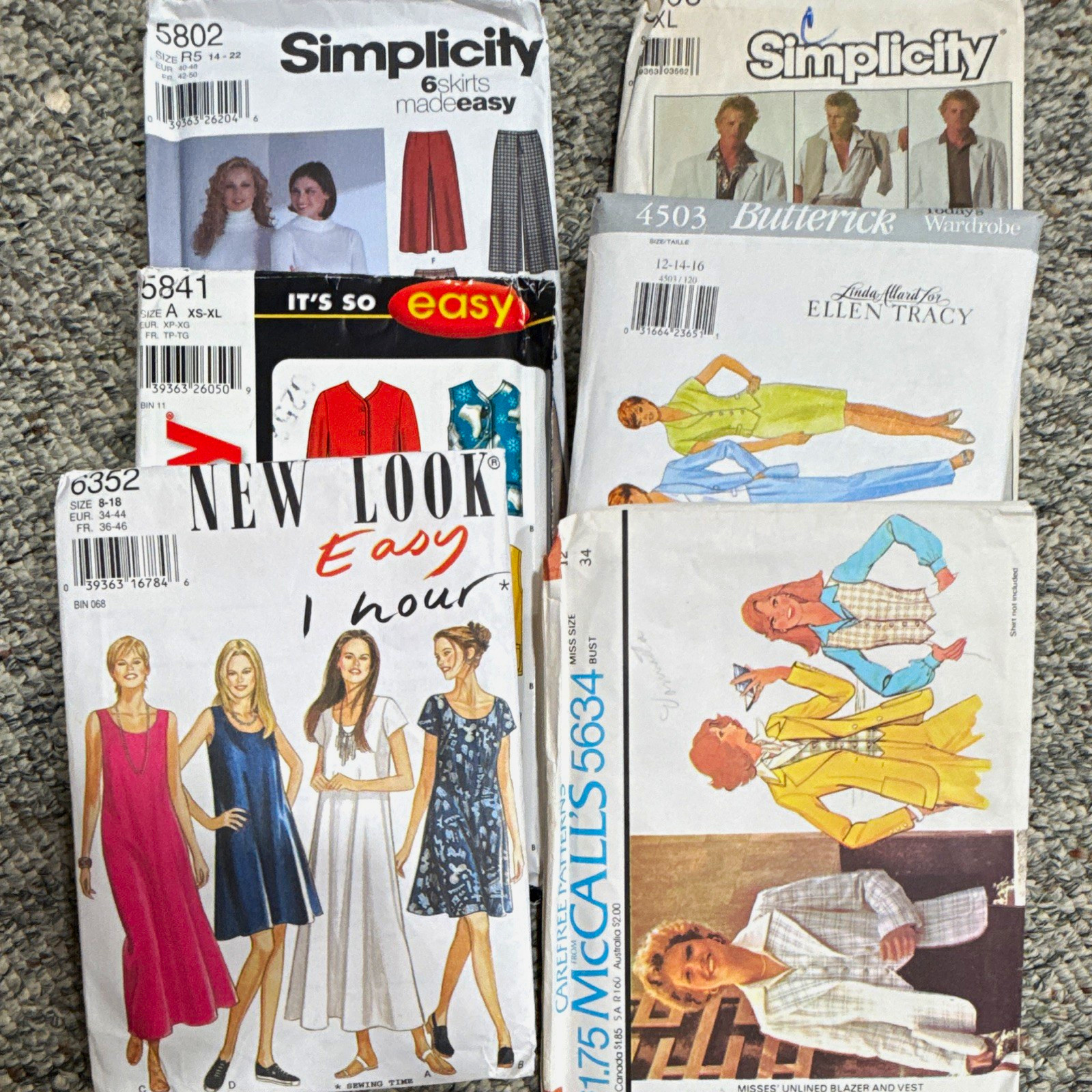 6 Total Simplicity Butterick McCall\'s New Look Sewing Pattern Lot 6 Total Simplicity Butterick McCall\'s New Look Sewing Pattern Lot