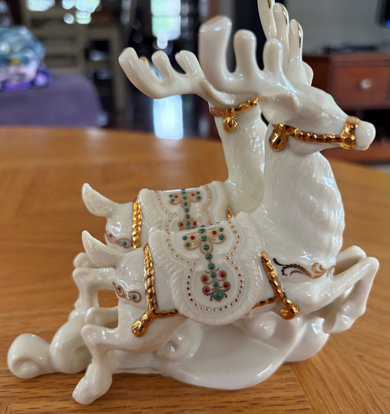 Vintage 1999 Lenox \'Dash Away All\' Dasher & Dancer Figure w/ Orig Box Bone China