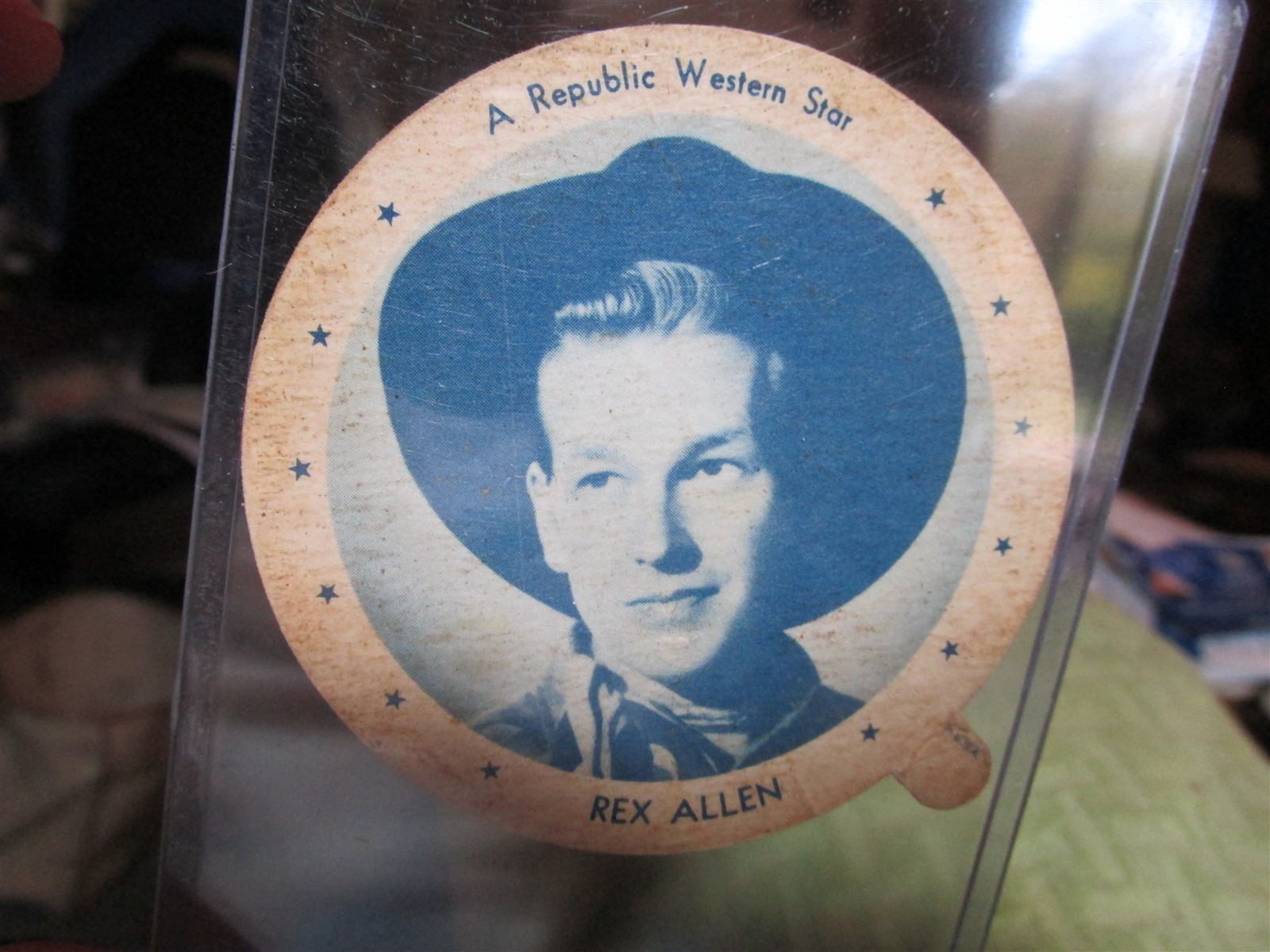 Cincinnati Ohio Meadow Gold Dixie Ice Cream lid Rex Allen -Republic Western Star