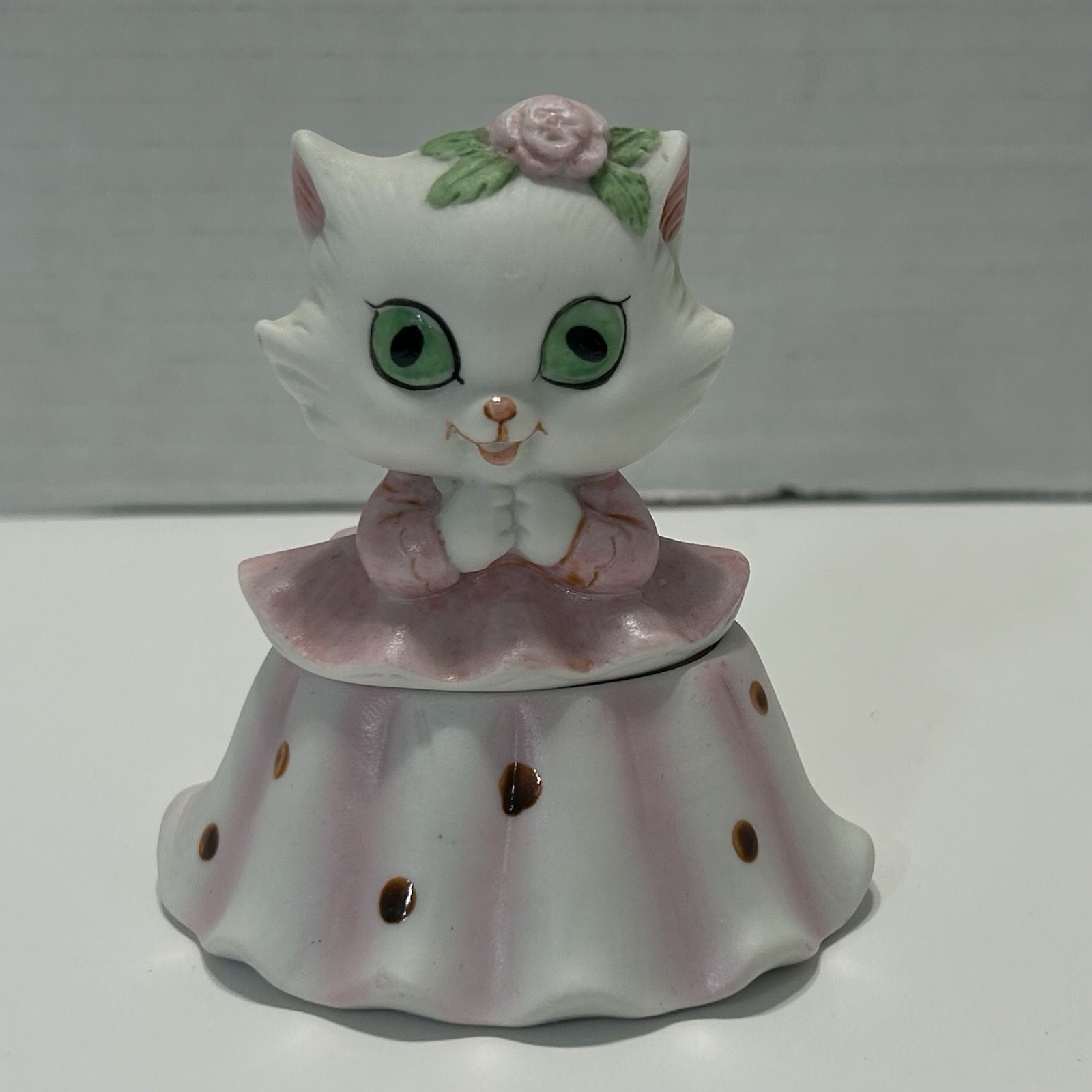 Lefton Cat Trinket Box Pink Miss Kitty Kitten Hand Painted 1970’s 2320 VTG Lefton Cat Trinket Box Pink Miss Kitty Kitten Hand Painted 1970’s 2320 VTG