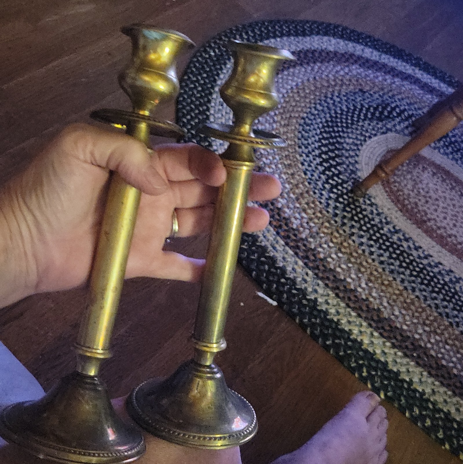 Vintage Pair Heavy Solid Brass Candlesticks ~ Home and Living Decor Excellent +