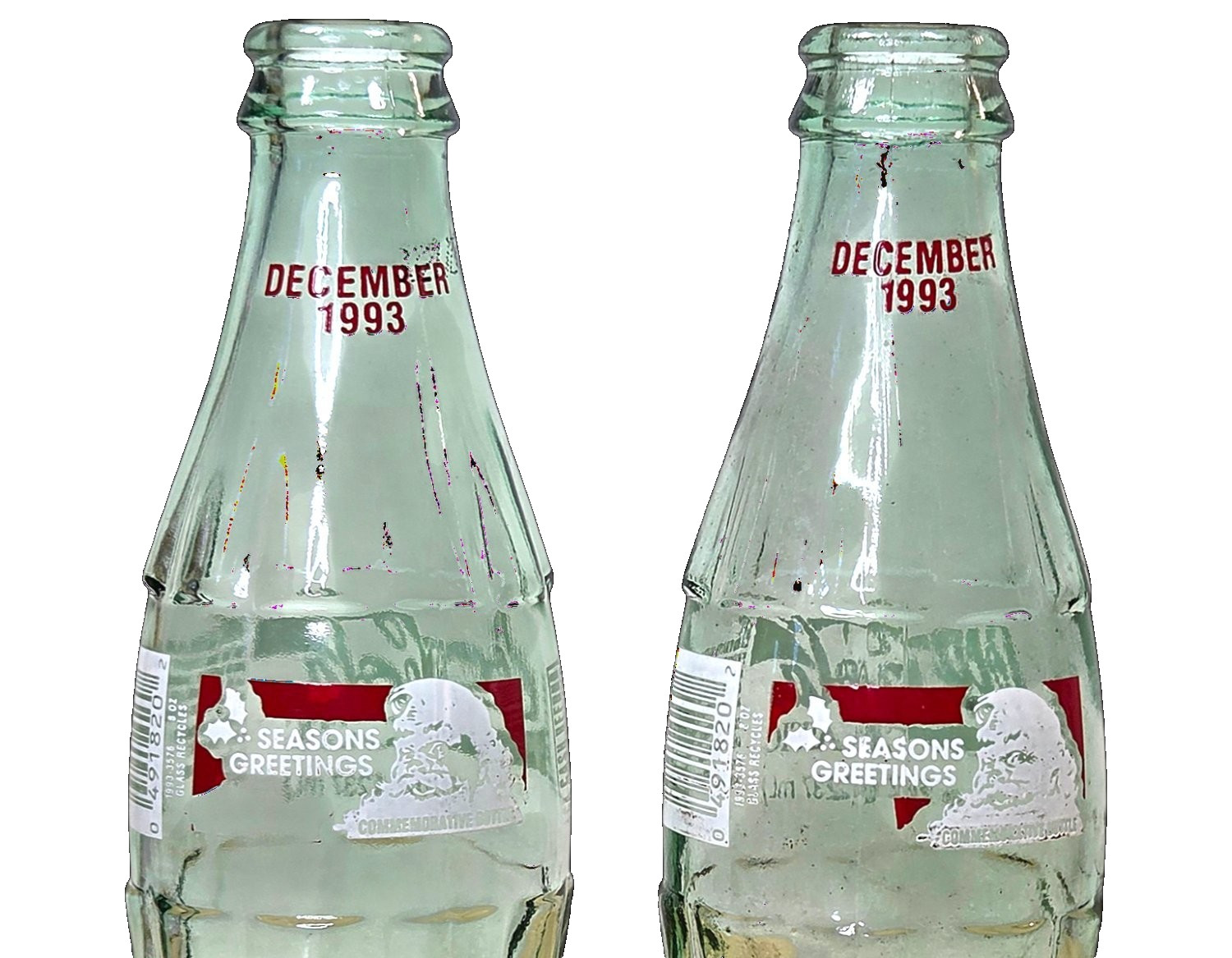 Coca-Cola Seasons Greetings Classic Santa December 1993 Coke Bottle Soda 8 Fl Oz