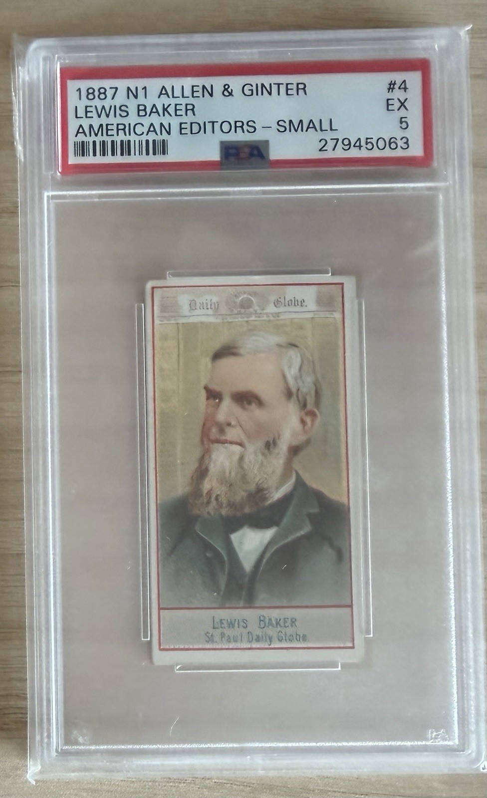 1887 N1 Allen & Ginter American Editors #4 LEWIS BAKER PSA 5 EX