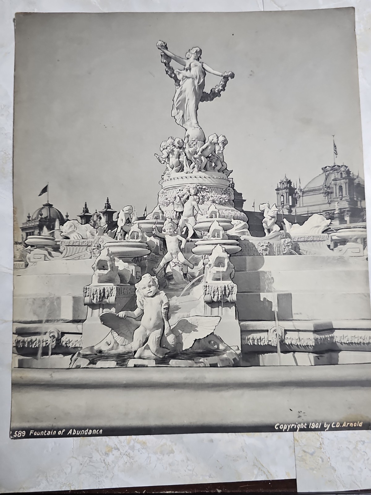 Antique 1901 Fountain of Abundance Photograph C.D. Arnold Pan-American Buffalo 
