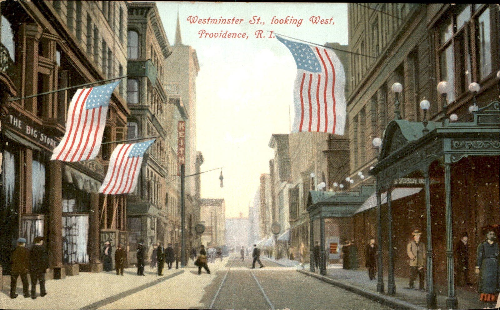 Providence RI Street Scene The Robbins Bros. Co. c1900s-10s Vintage Postcard