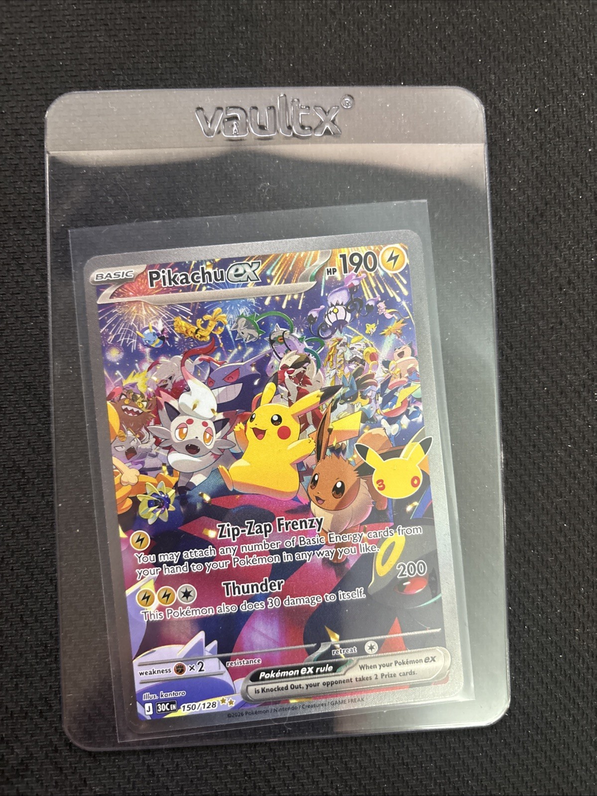 Pokemon Pikachu 30th Anniversary SIR 150/128 Pokemon Card Near Mint, Pack Fresh