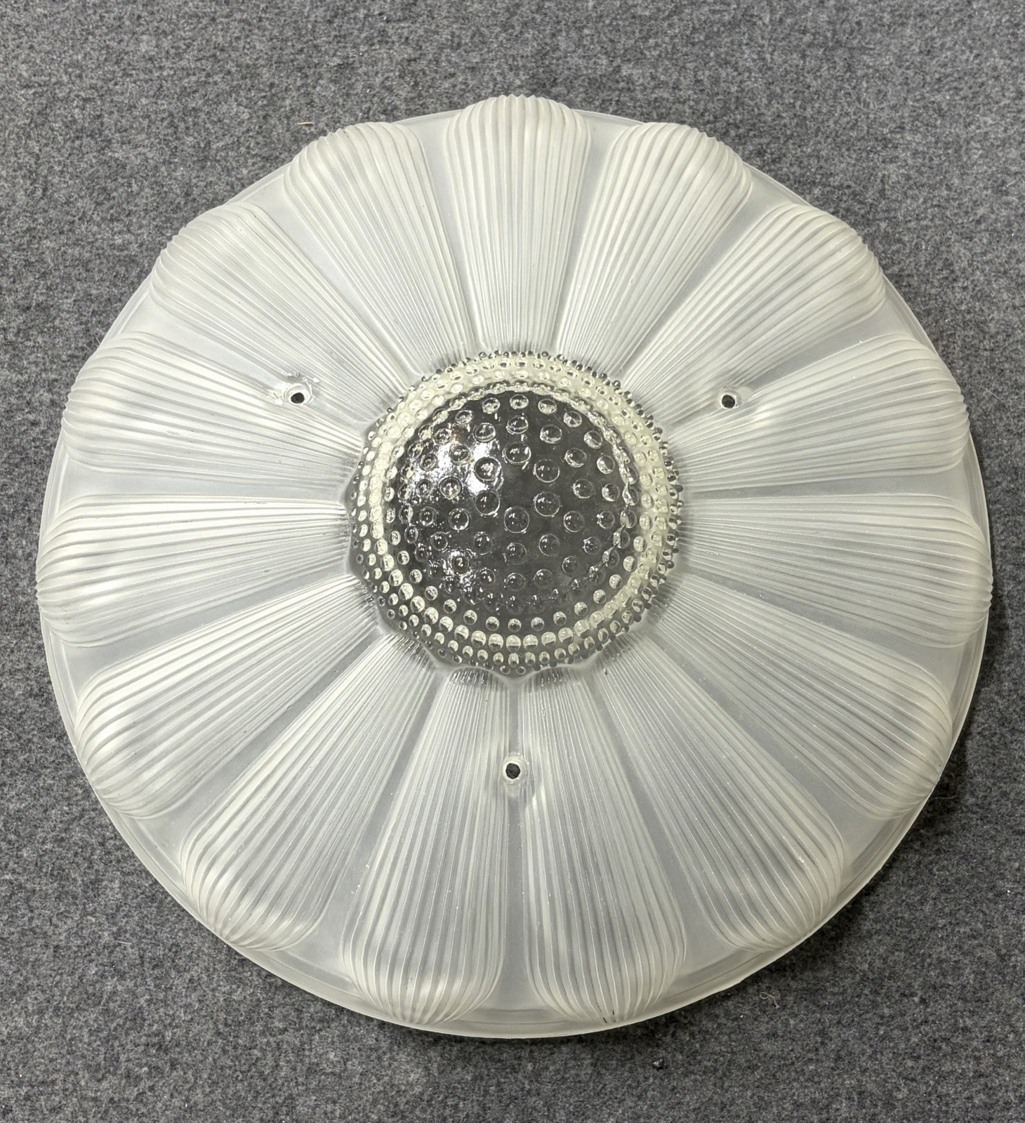 Antique Satin Glass Sunflower Ribbed 3 Hole Ceiling Hobnail Fixture Shade 11.25