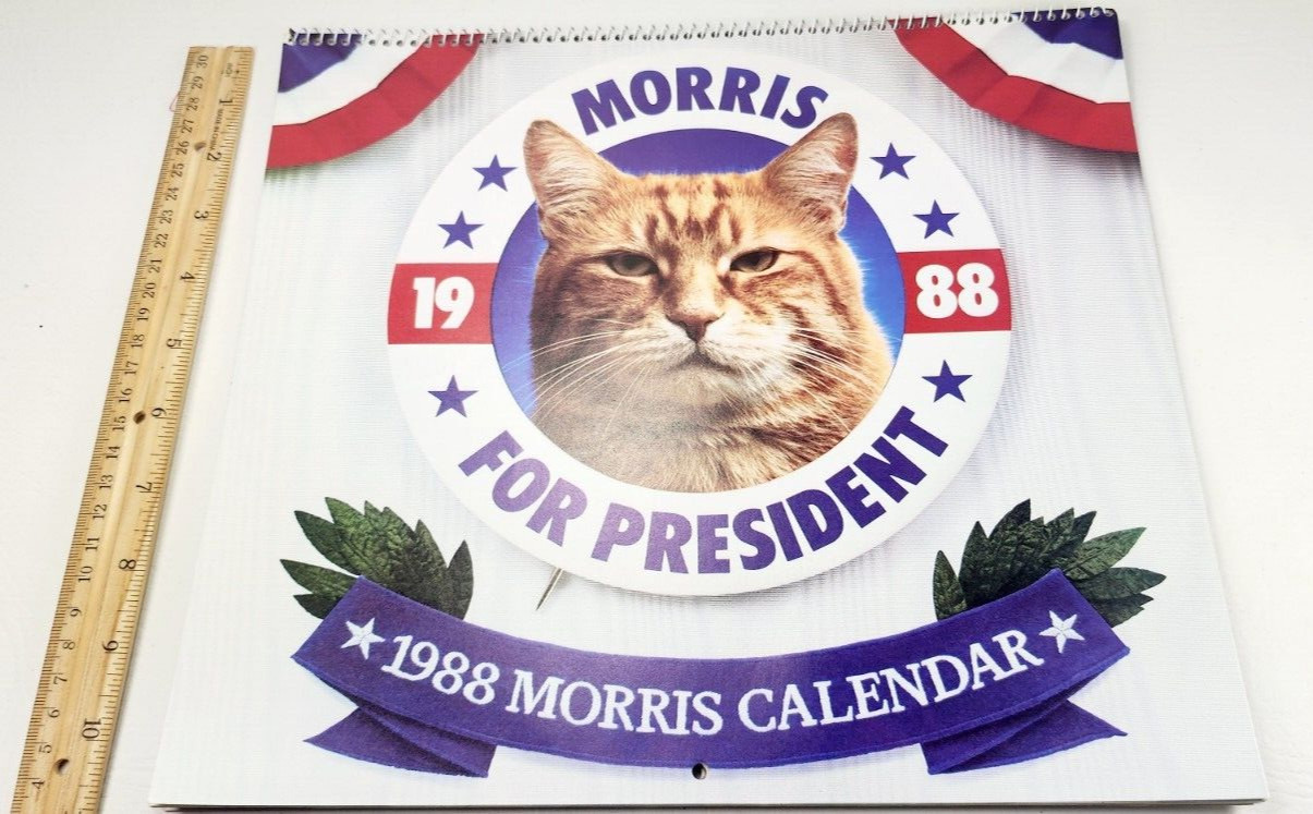 Vintage 1988 Morris the Cat for President Calendar plus full size poster Unused
