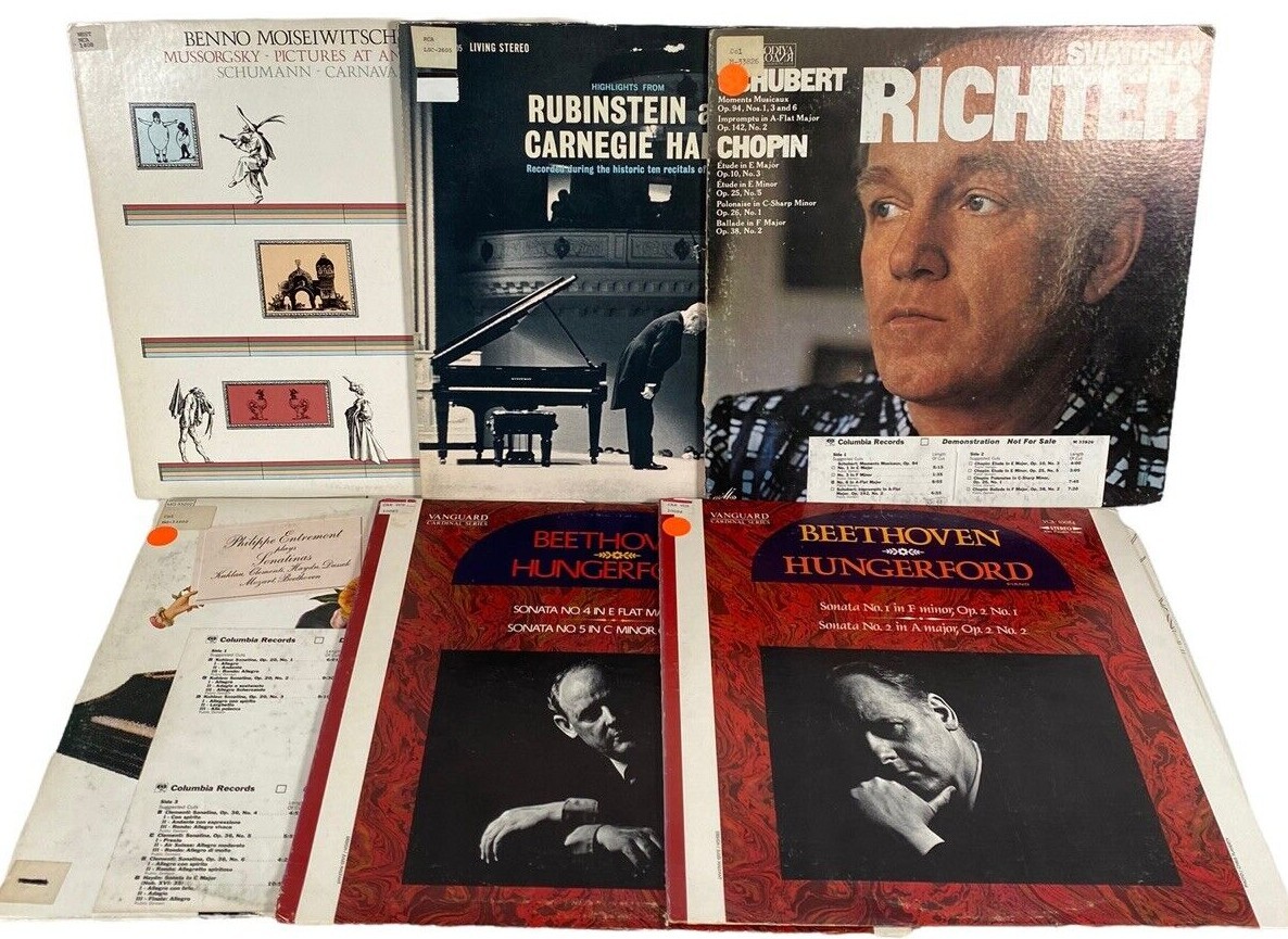 Lot of 6 Classical Piano Moisewitsch Richter Rubenstein Hungerford Entremont