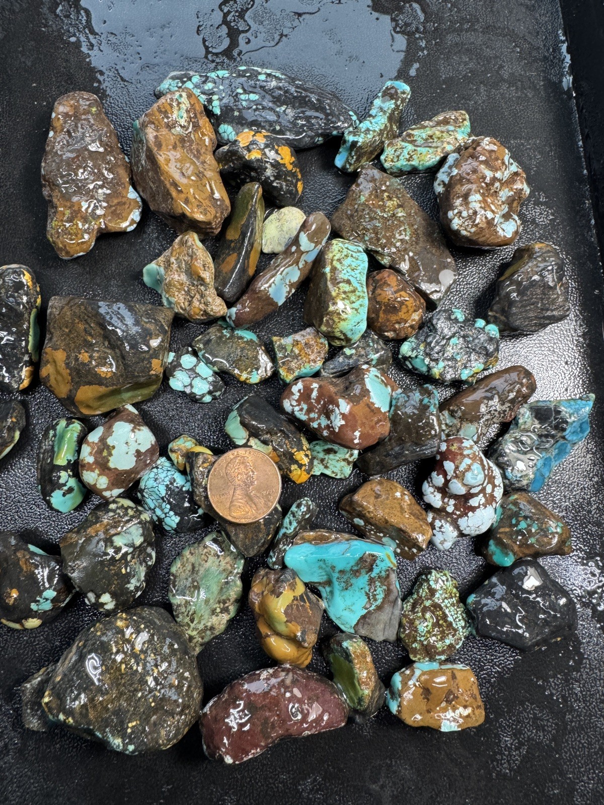 One Pound stabilized Turquoise small nuggets assorted mine  