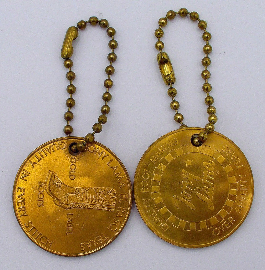 Lot OF Vintage Tony Lama Coin Token Key Chain From 60 & 70 Year Aniversary