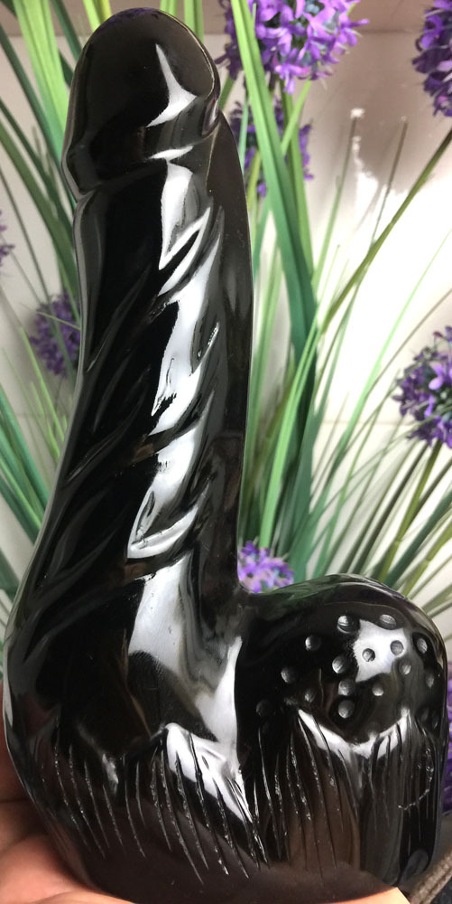1011g  Obsidian Quartz Crystal Sculpture Powerful dick&the penis worship #35