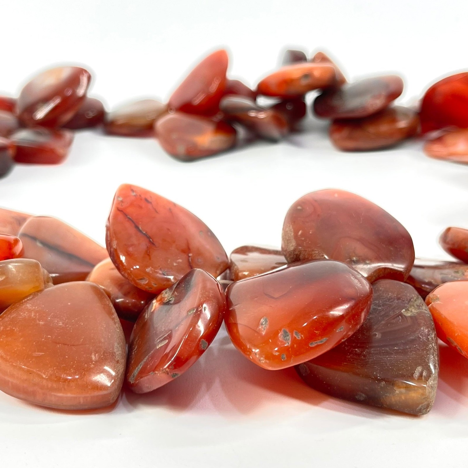 Carnelian Large Triangle Stone Trade Bead Strand 31 Inch