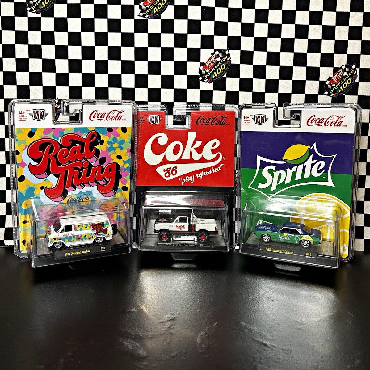 M2 Machines CocaCola Lot of 3 Diecast Vehicles Multicolor Soda Theme Coke Sprite