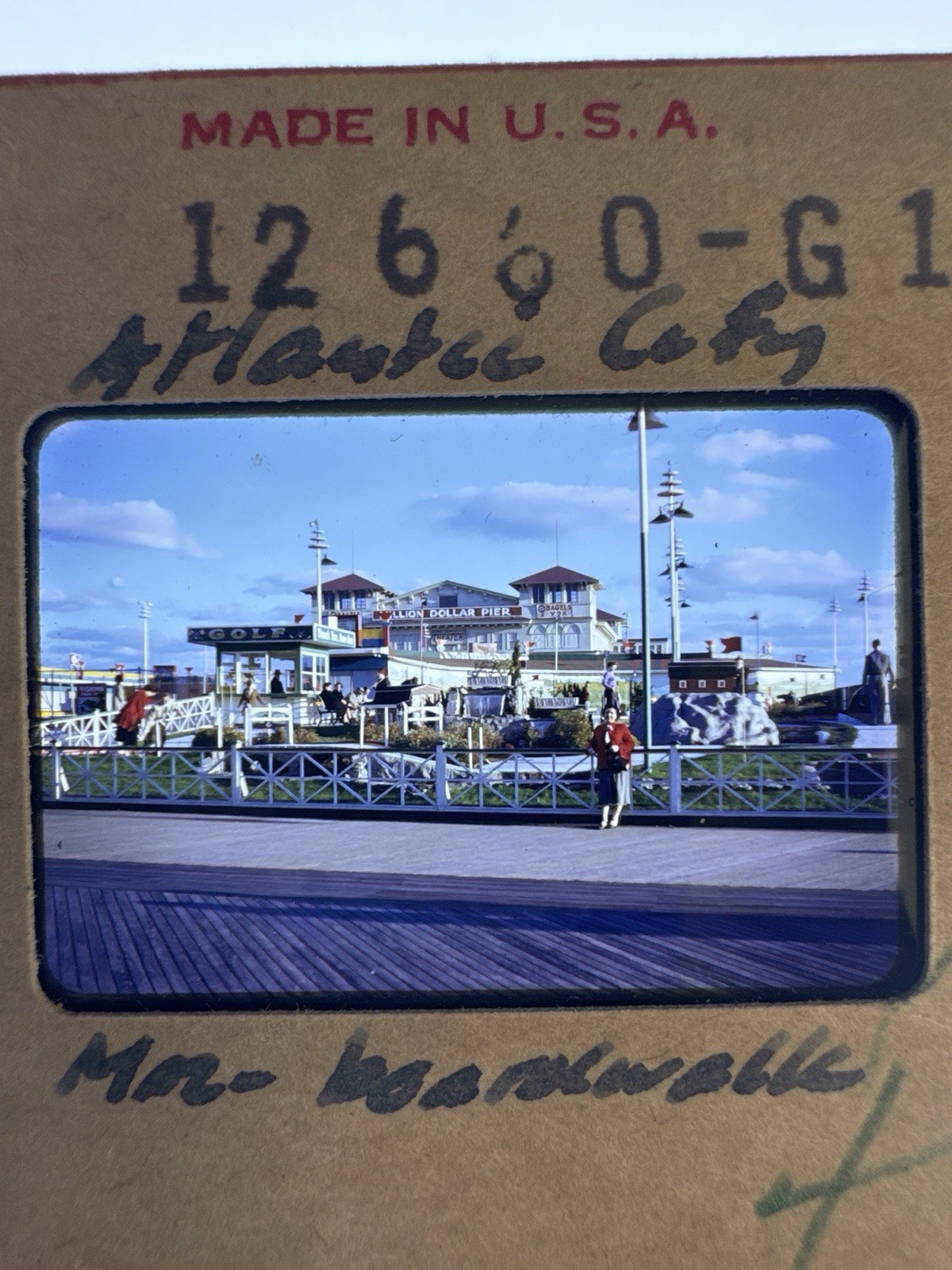 1950s Kodachrome Slide Atlantic City NJ Boardwalk Million Dollar Pier Golf