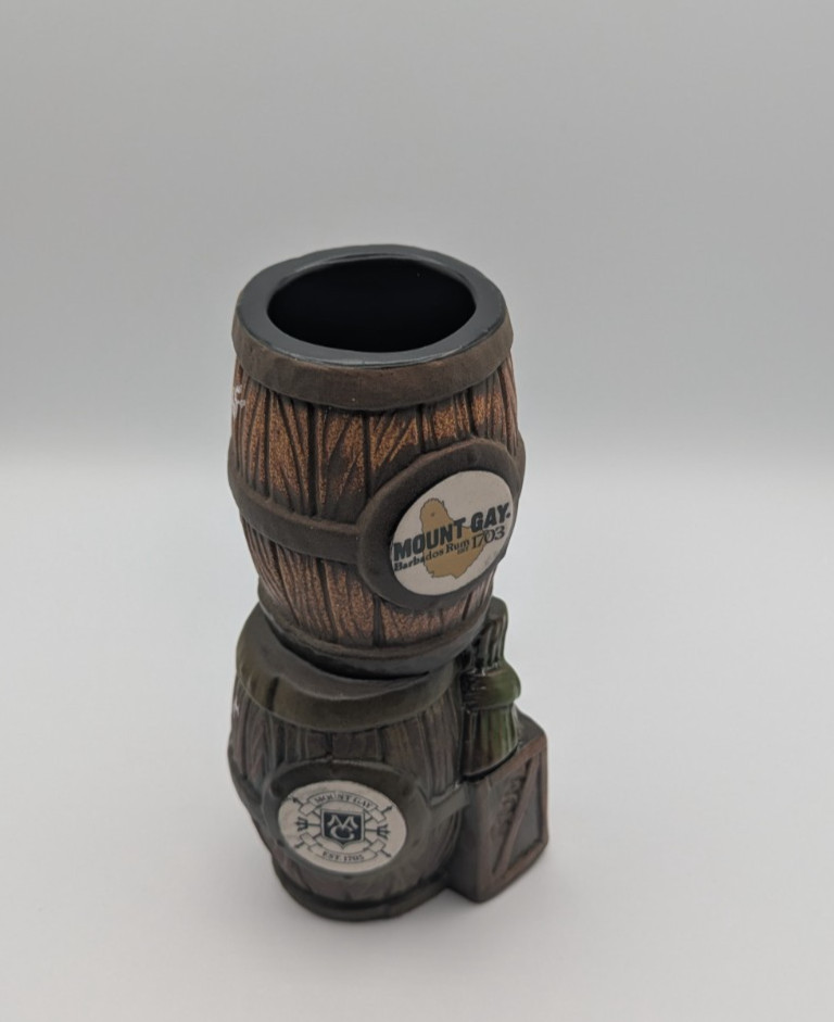 Tiki Mug Tiki Diablo Mount Gay Rum Stacked Barrel NIB