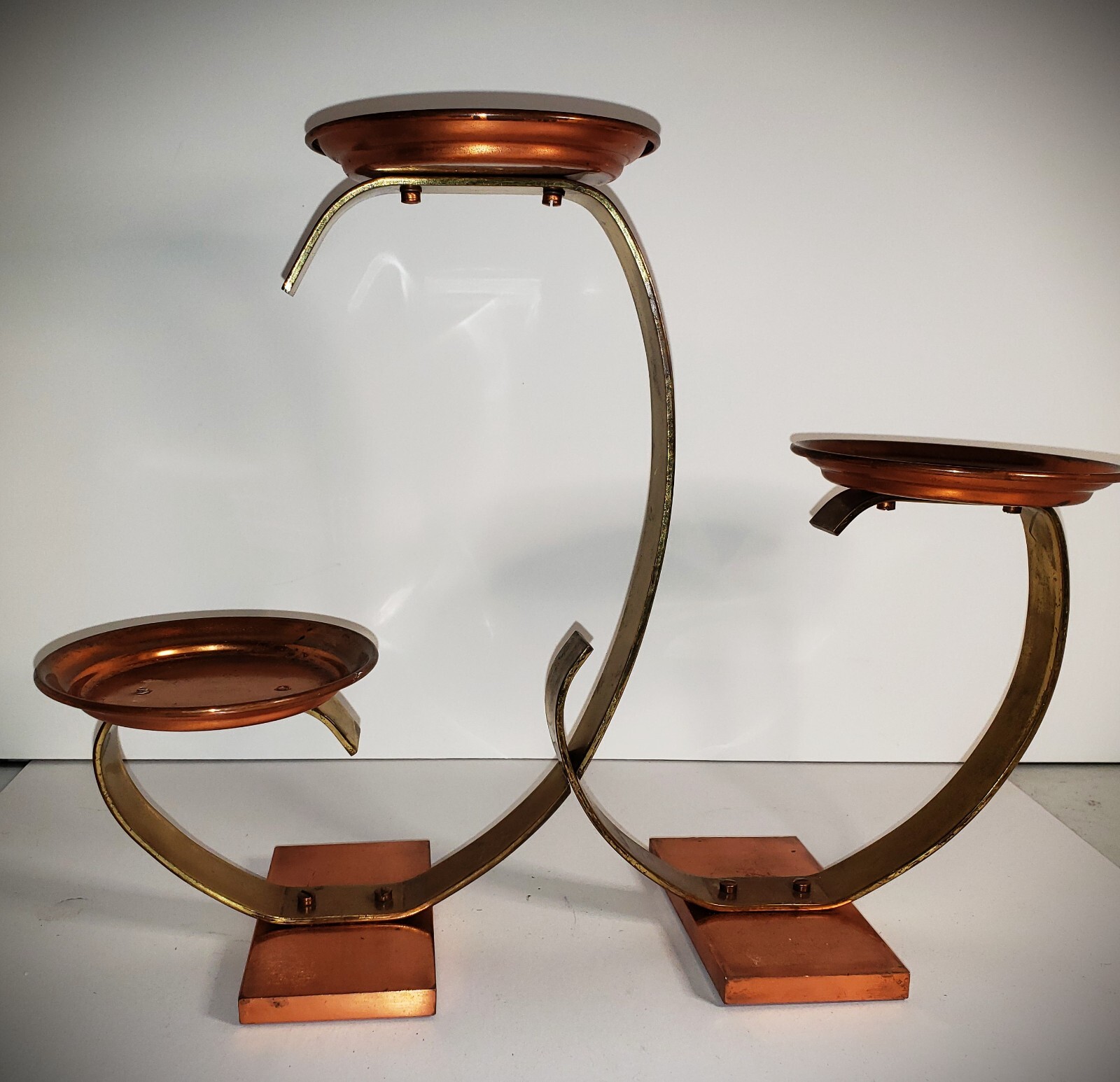 Scarce 1933 WALTER VON NESSEN Copper & Brass DECO Planter Stand SIGNED Chase