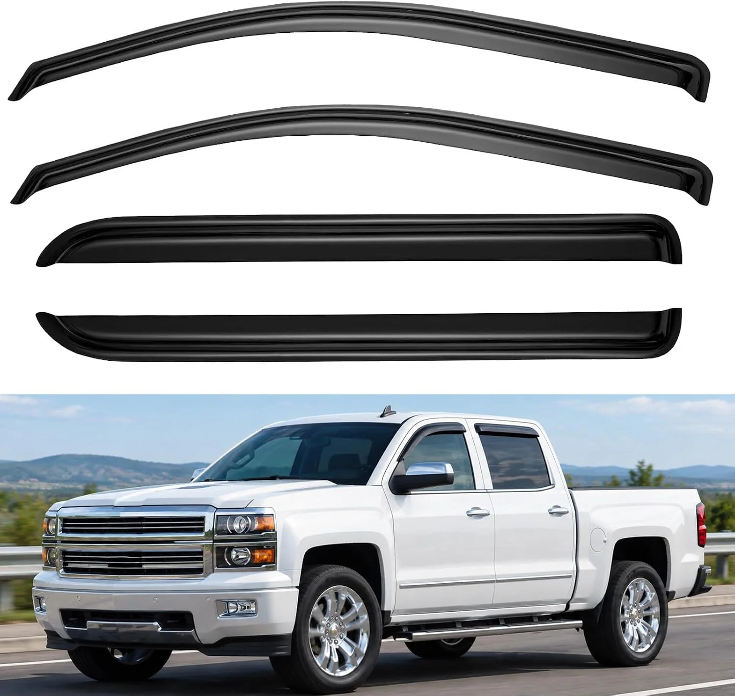 4PC Rain Guards for 14-18 Chevy Silverado/GMC Sierra 1500 Crew Cab, High Quality
