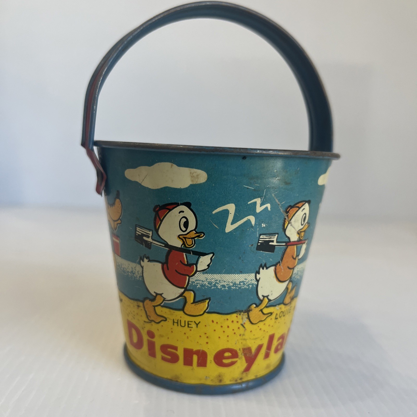RARE Disneyland 1949 Overland Candy Company Tin Toy Sand Pail Toy