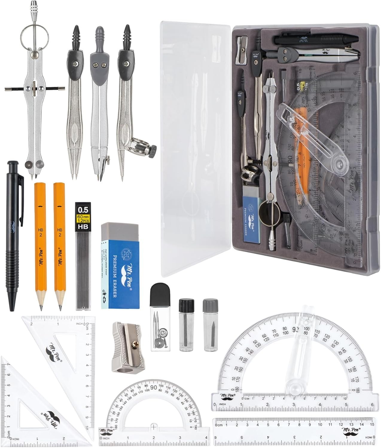 15pc Geometry Set by Mr. Pen 6\ 15pc Geometry Set by Mr. Pen 6\