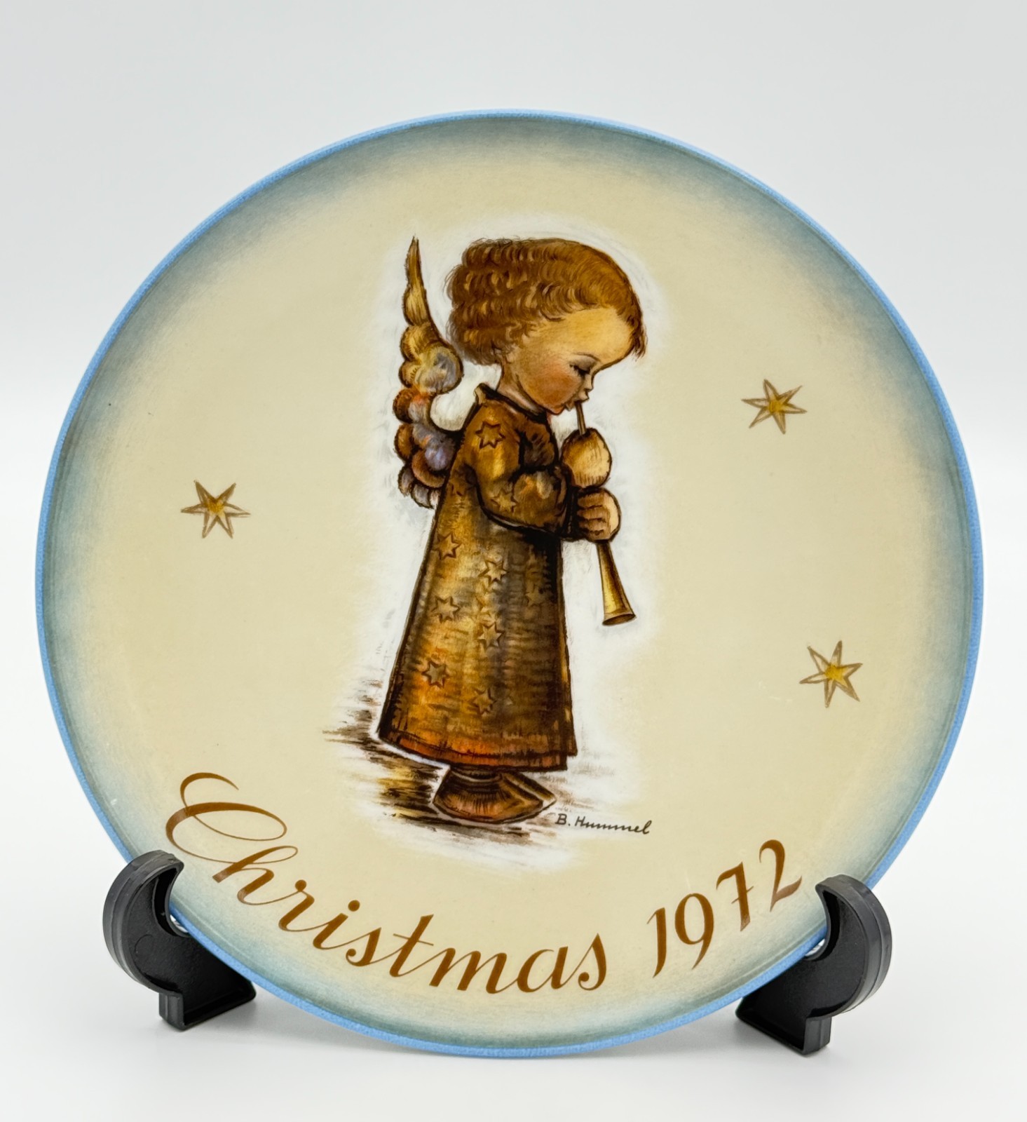 Vintage 1972 Berta Hummel Christmas Collector Plate Angel w/ Flute West Germany