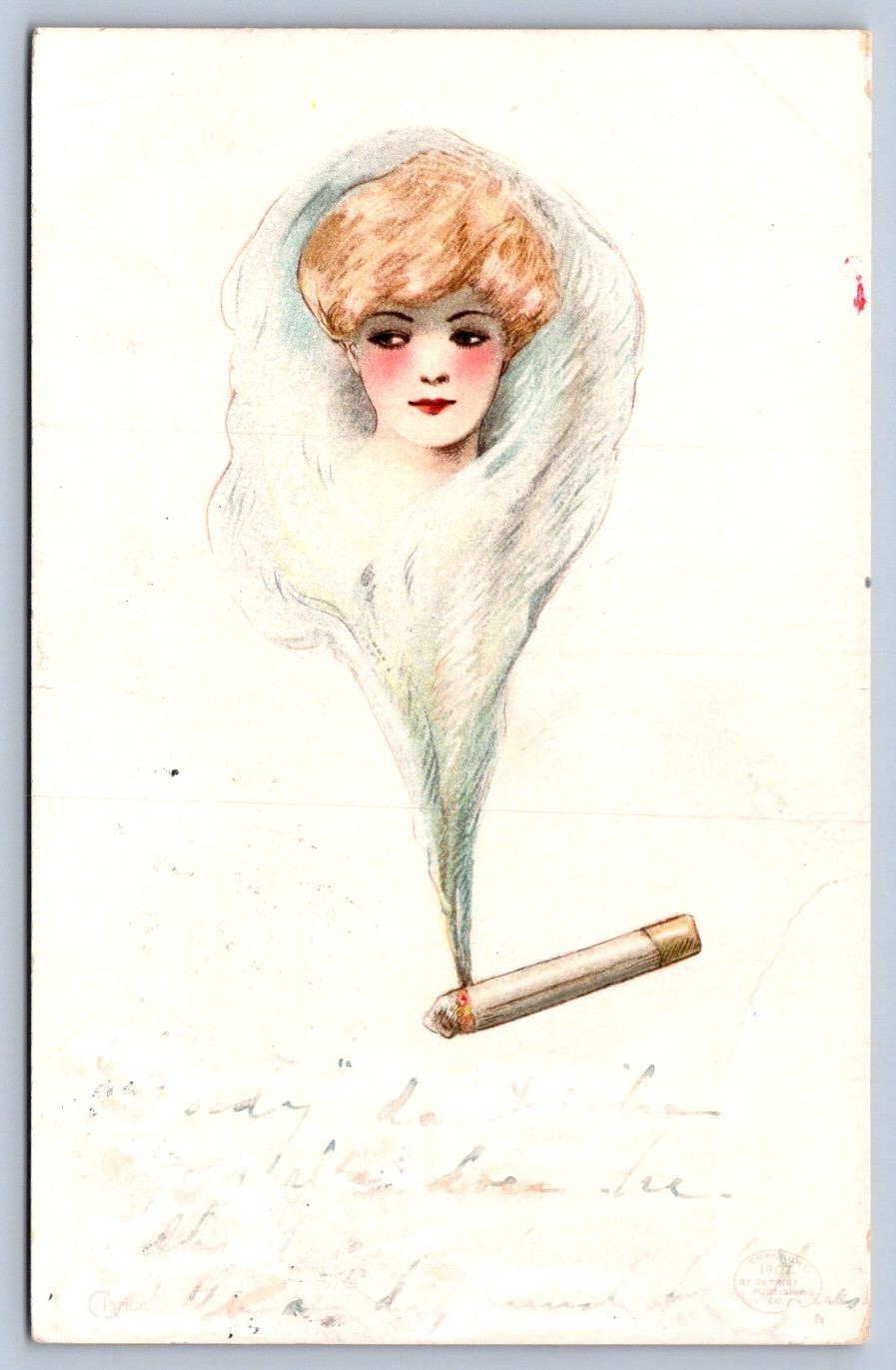 DS1/ Samuel Schmucker Postcard c1910 Woman Fantasy Smoke Clarice 289