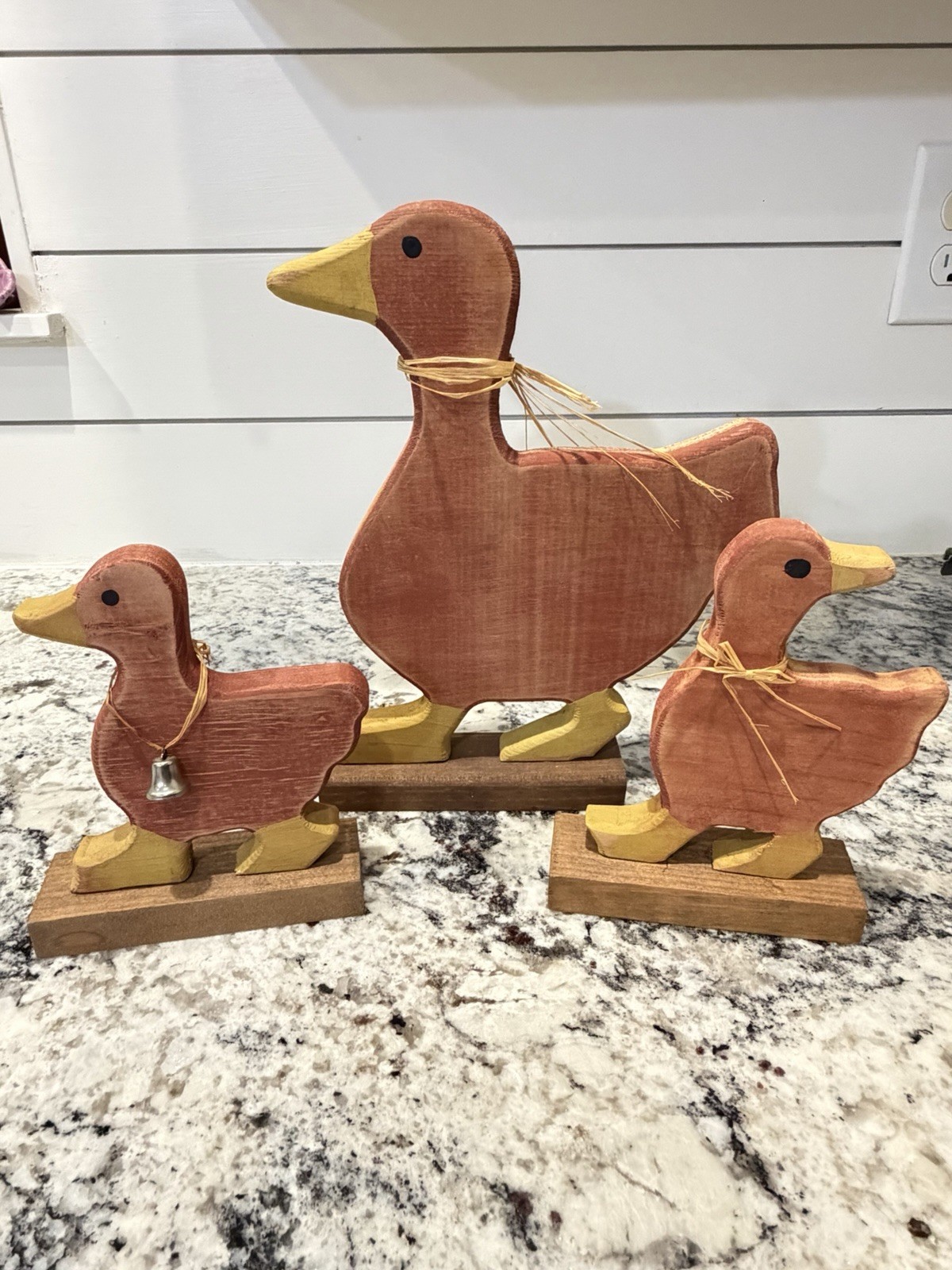 3 Vintage Handcrafted Wooden Duck Country Cottage 90s 80 Prairie Decor 6.5-11.5”