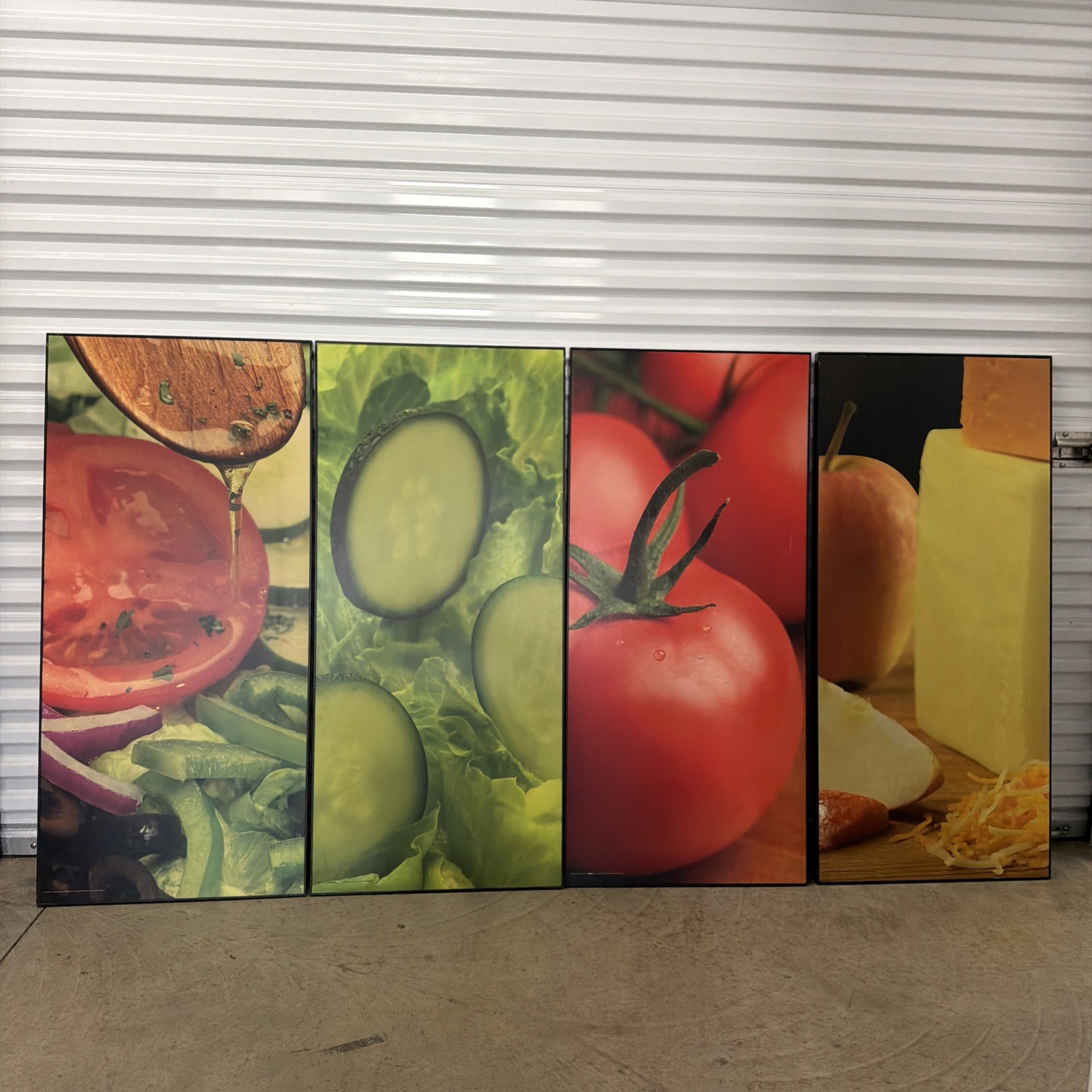 4 Vtg 2010 Subway Fast Food Red Onion Vegetable Cheese Veggie Framed Store Art