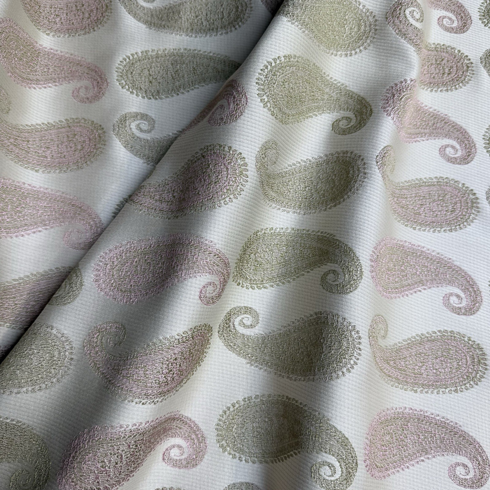 Paisley Upholstery Fabric Mauve Pink Sage Green Traditional Cottagecore Per Yard