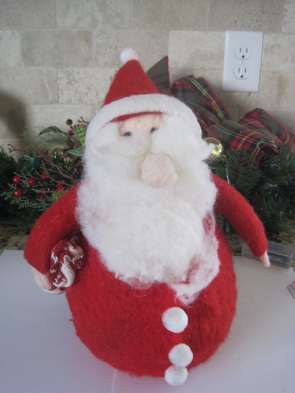 Twelve Twenty Five Red Santa Wool Figurines NWT