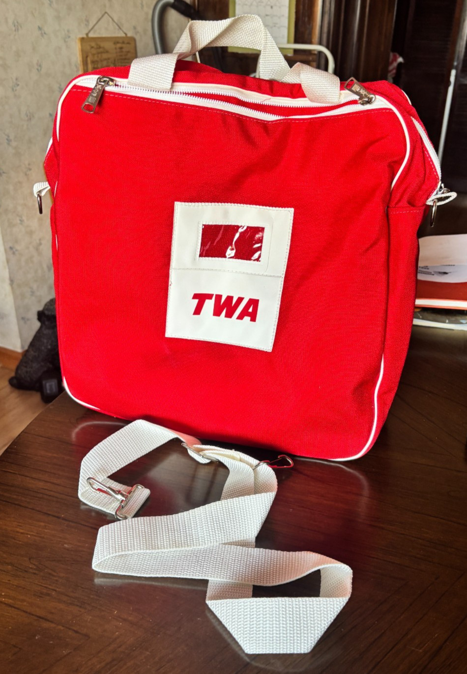 Vintage TWA Airlines Getaway Vacations Flight Bag Red Canvas Travel Tote Strap Vintage TWA Airlines Getaway Vacations Flight Bag Red Canvas Travel Tote Strap