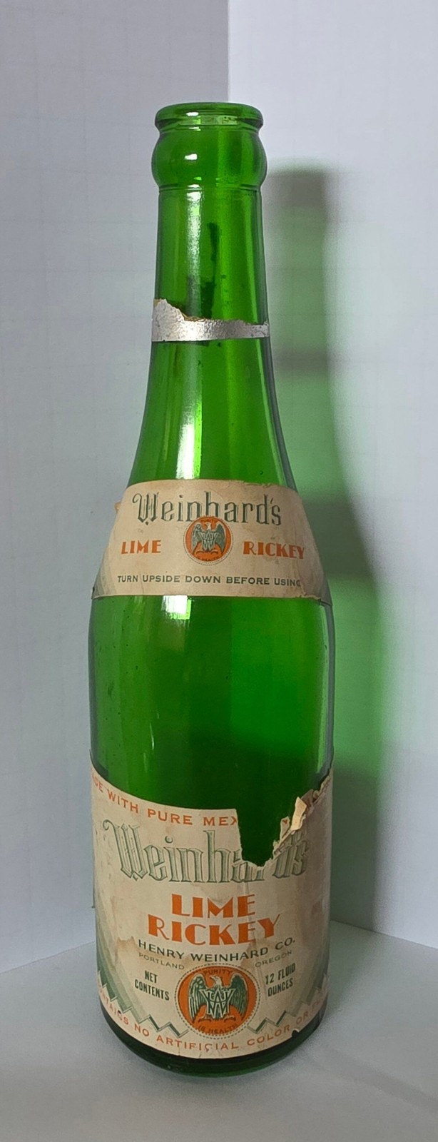 1930s Henry Weinhard\'s Lime Rickey 12 Oz Soda Prohibition Portland OR w/ Labels