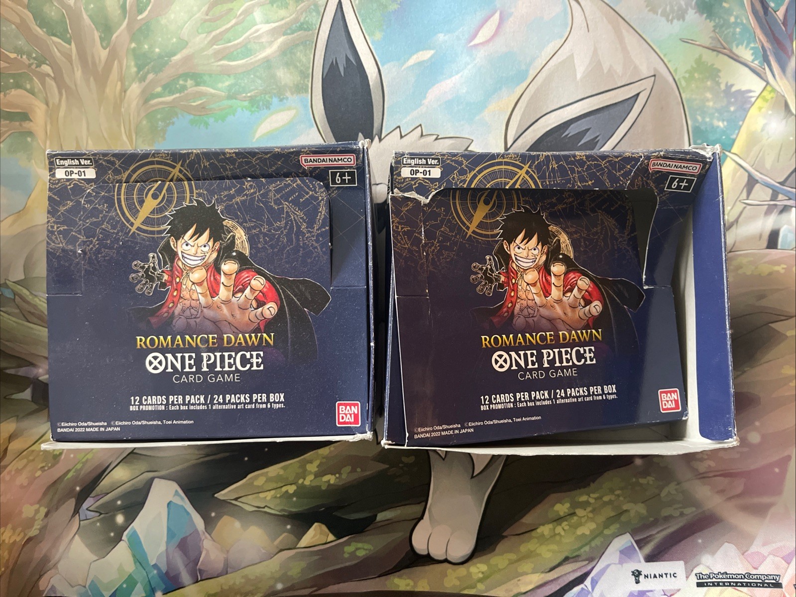 BOX ONLY 2x One Piece Romance Dawn OP-01 Booster Box BLUE BOTTOM Empty